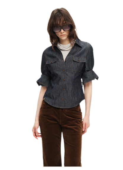 Contrast Stitch V-Neck Shirt