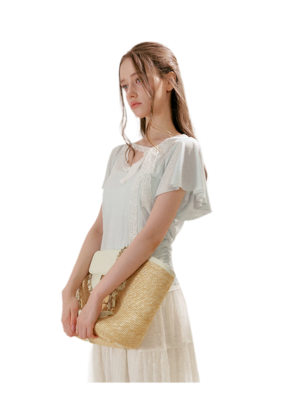 Snowflake Tencel Linen Lace T-shirt
