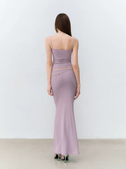 X-line Lace Trim Camisole, Pullover &amp; Mermaid Skirt