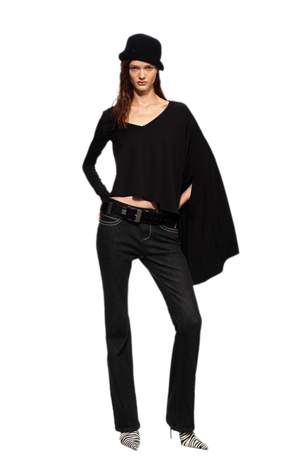 Tencel Geometric Panel Straight-Leg Jeans