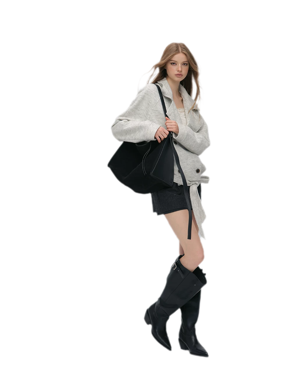 Brushed Wool Blend Short Coat