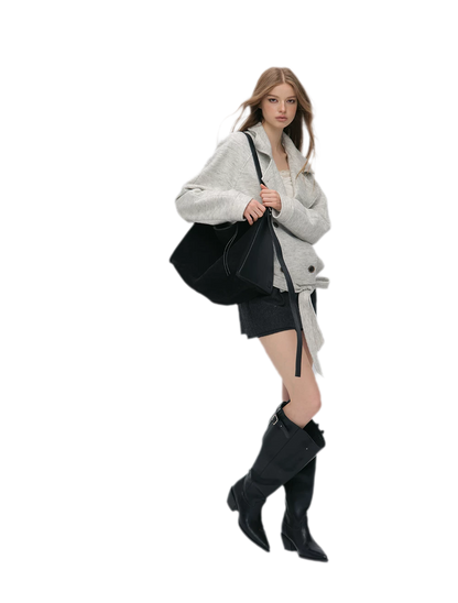 Brushed Wool Blend Short Coat