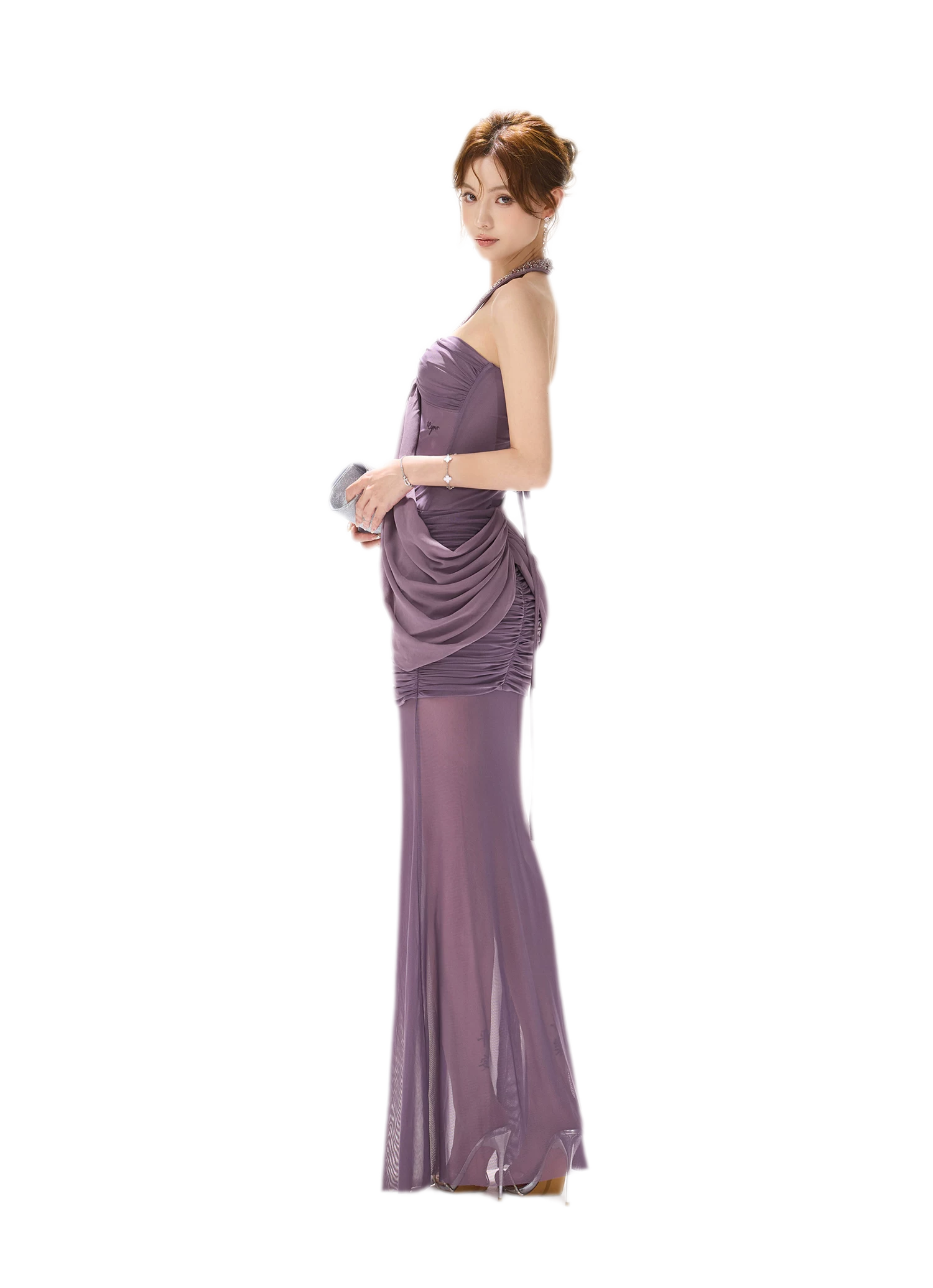 Mist Purple Mesh Fishtail Skirt