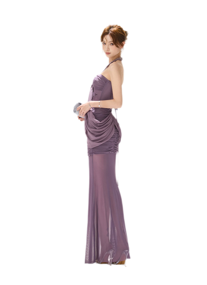 Mist Purple Mesh Fishtail Skirt