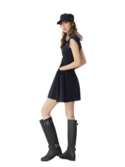 V-Neck Waist Knit Dress