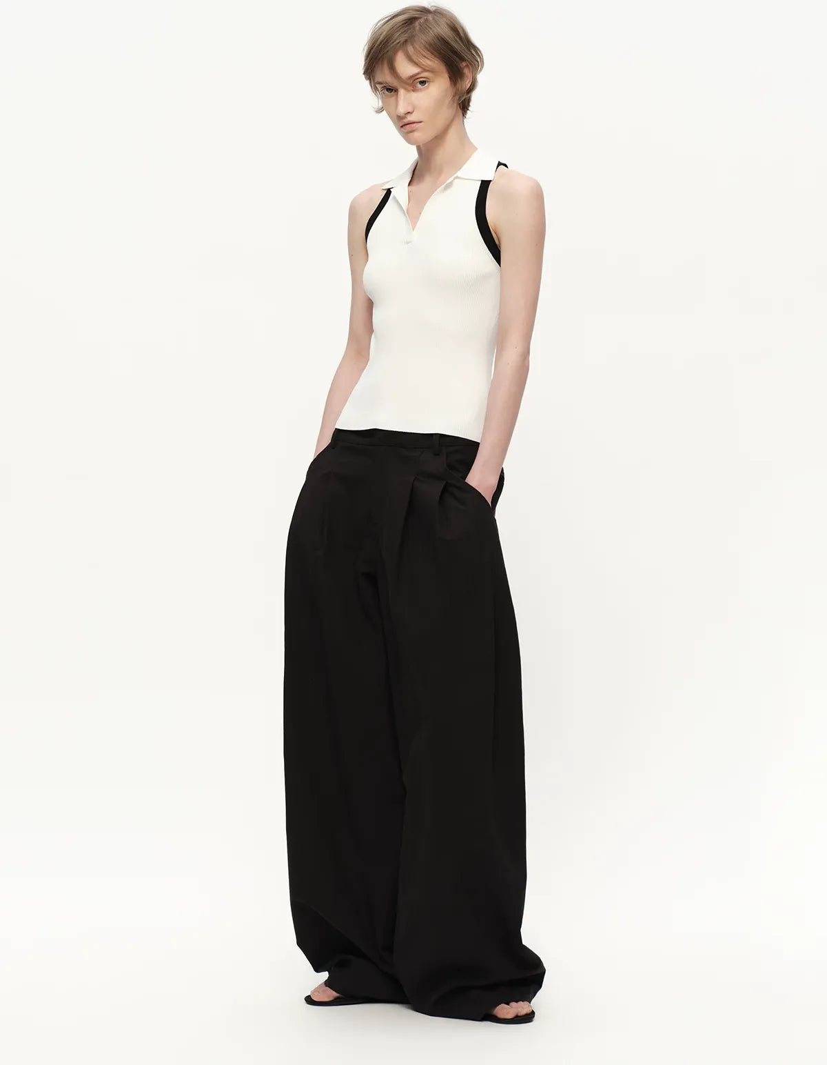 Contrast Rib Polo Tank