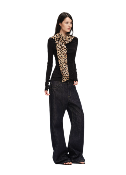 Modal Ruched Fitted Long-Sleeve T-Shirt