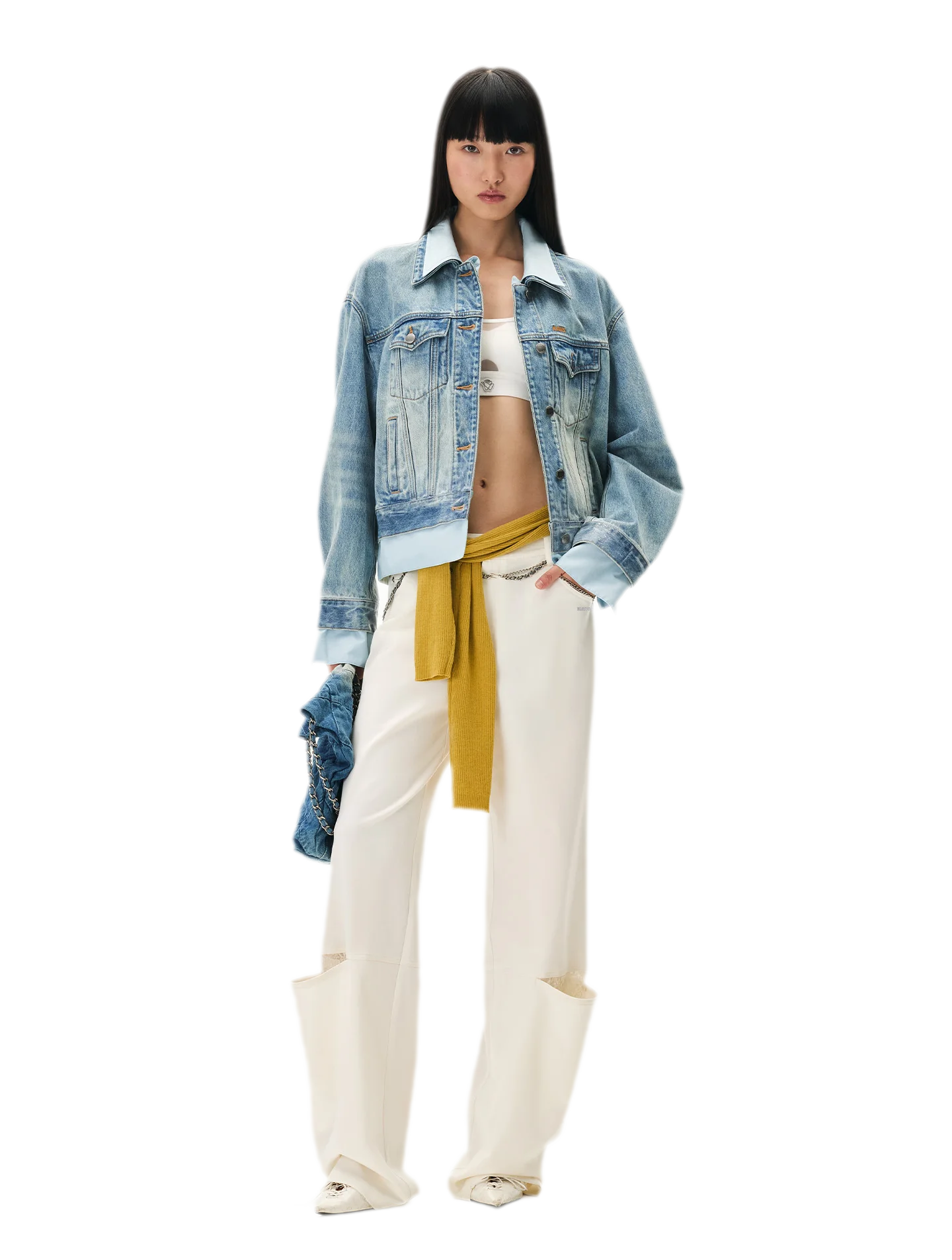 Wool Lace Low-Rise Trousers