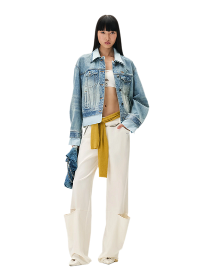 Wool Lace Low-Rise Trousers