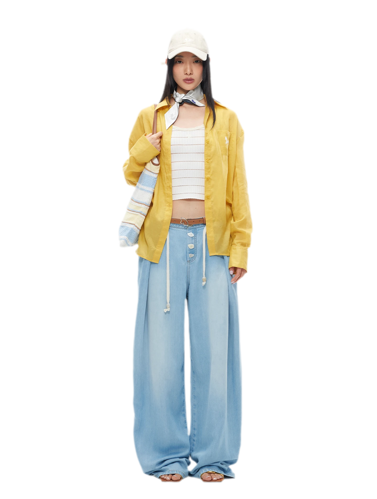 Tencel Denim Loose Wide-Leg Pants