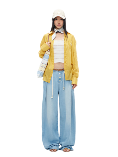 Tencel Denim Loose Wide-Leg Pants
