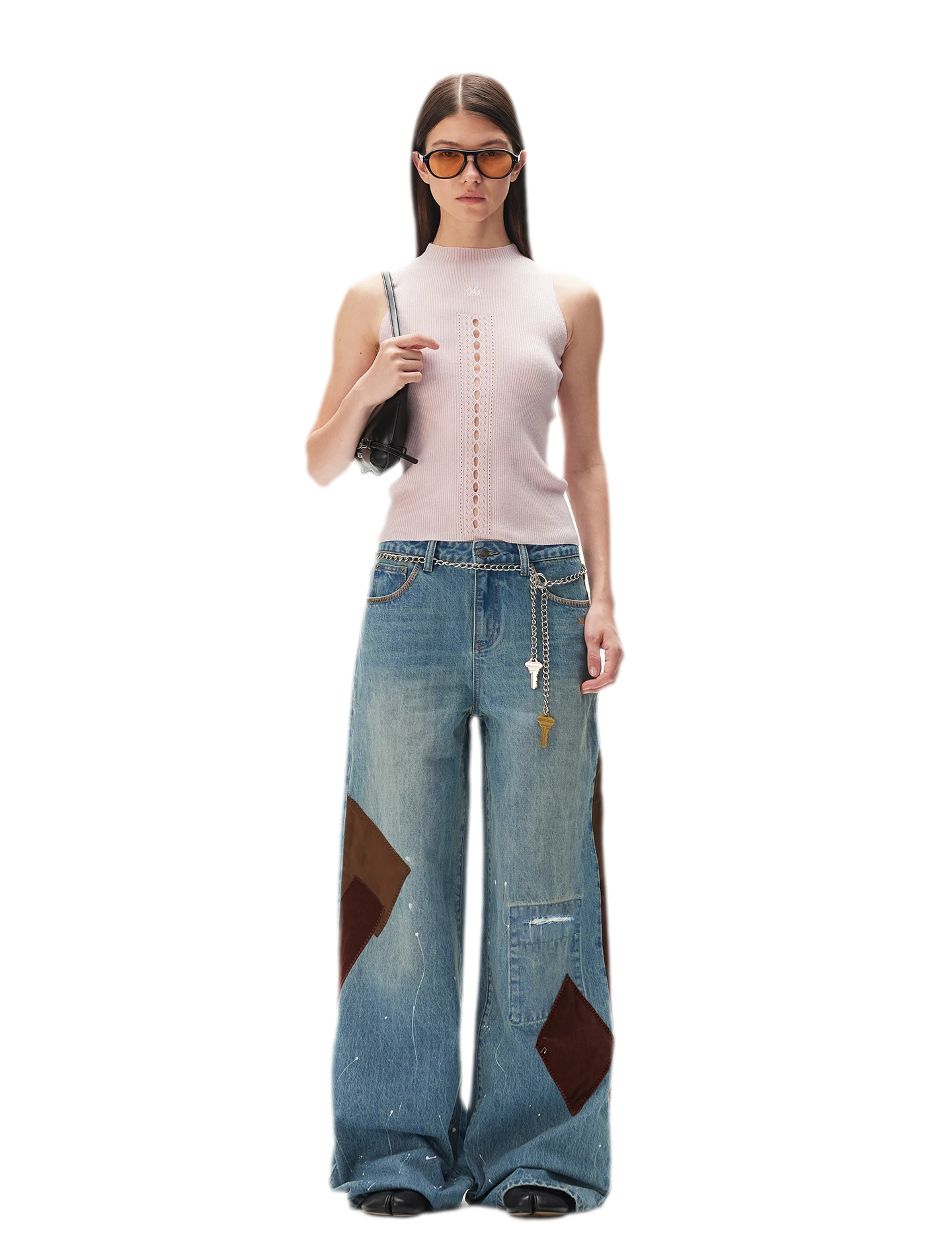 Washed Patchwork Jeans