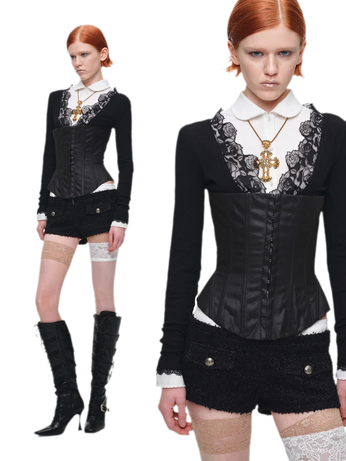 Bouclé Cropped Jacket Shorts Set