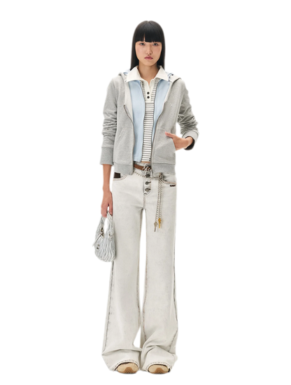 Paneled Faux-Two-Piece Hooded Sweatshirt