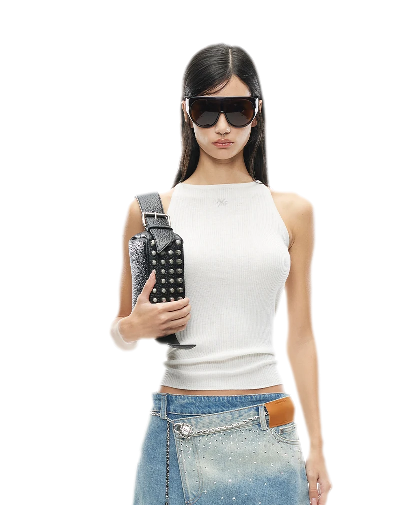 Merino Wool Ribbed Knit Tank Top
