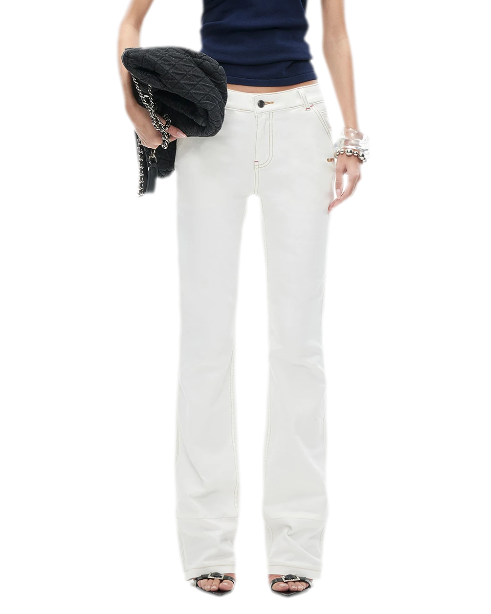 White Denim Jeans - Slim Fit Straight Leg
