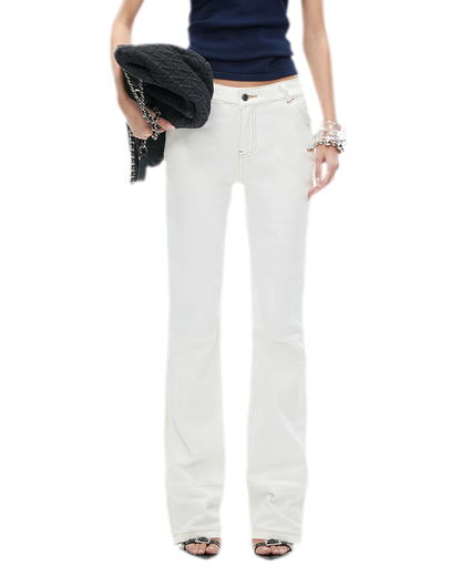 White Denim Jeans - Slim Fit Straight Leg
