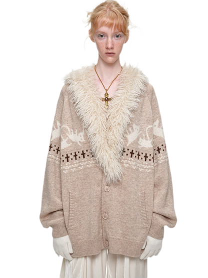 Gilet jacquard Fair Isle avec chats