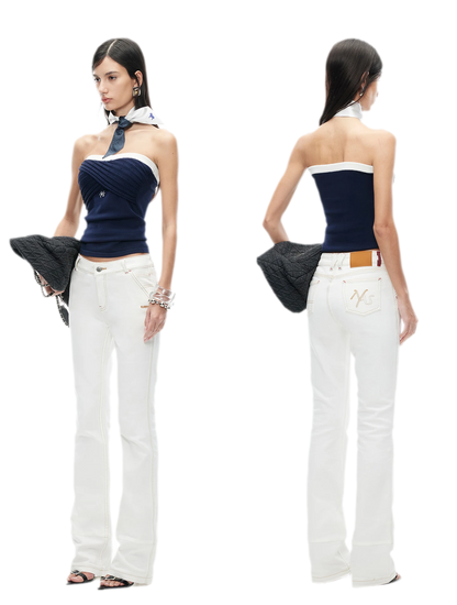 White Denim Jeans - Slim Fit Straight Leg