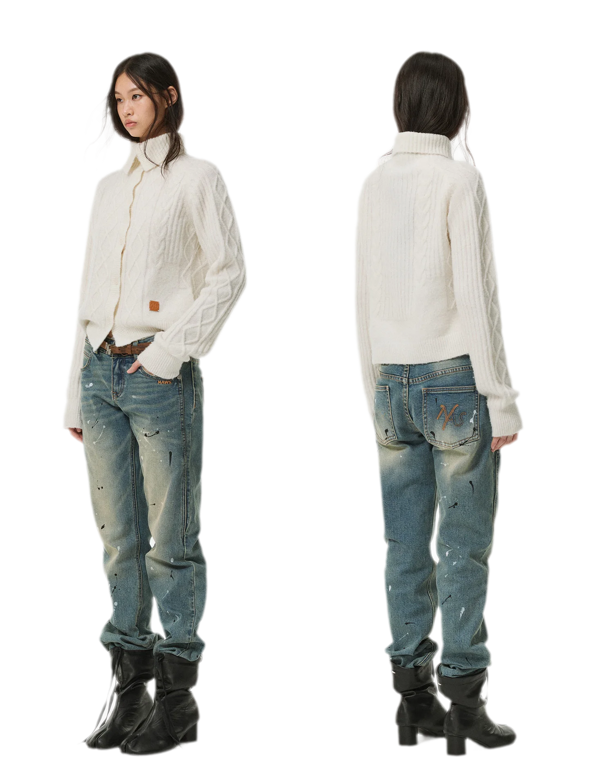 Taillierter Cardigan aus Zopfmusterstrick