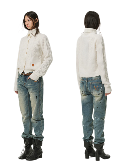 Taillierter Cardigan aus Zopfmusterstrick