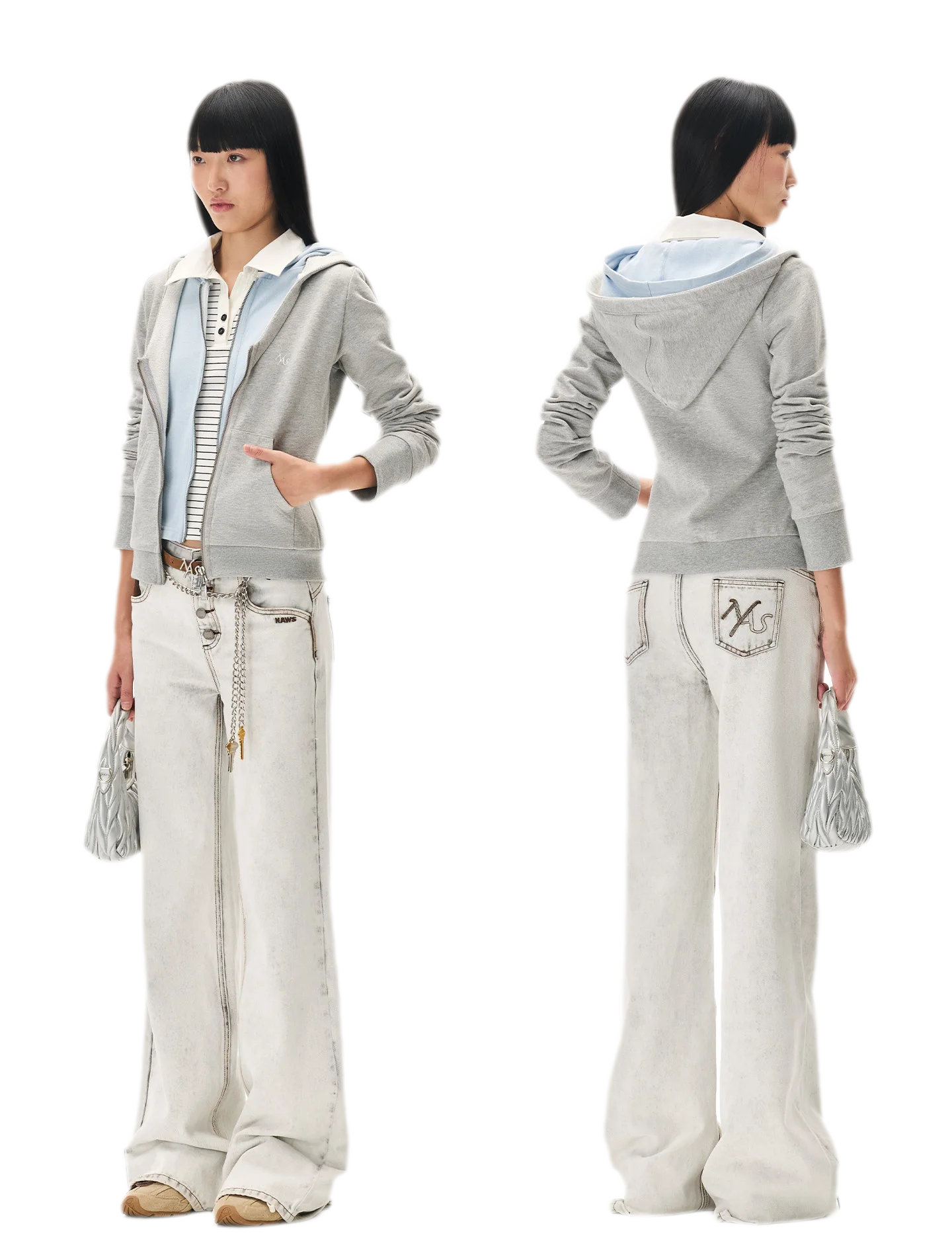 Paneled Faux-Two-Piece Hooded Sweatshirt