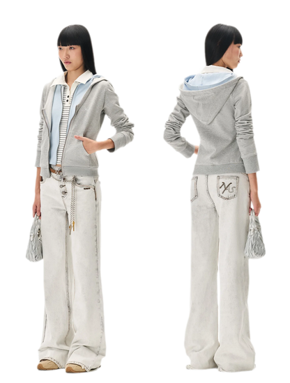 Paneled Faux-Two-Piece Hooded Sweatshirt