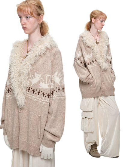 Gilet jacquard Fair Isle avec chats