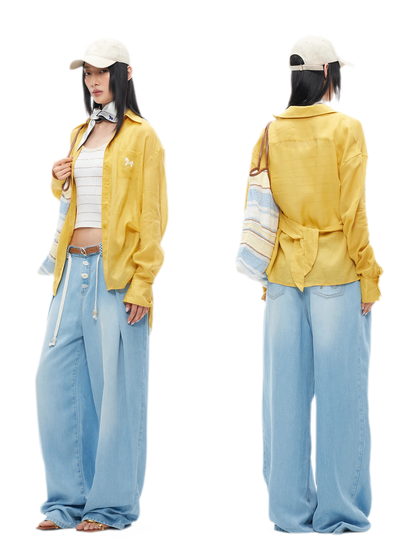 Tencel Denim Loose Wide-Leg Pants