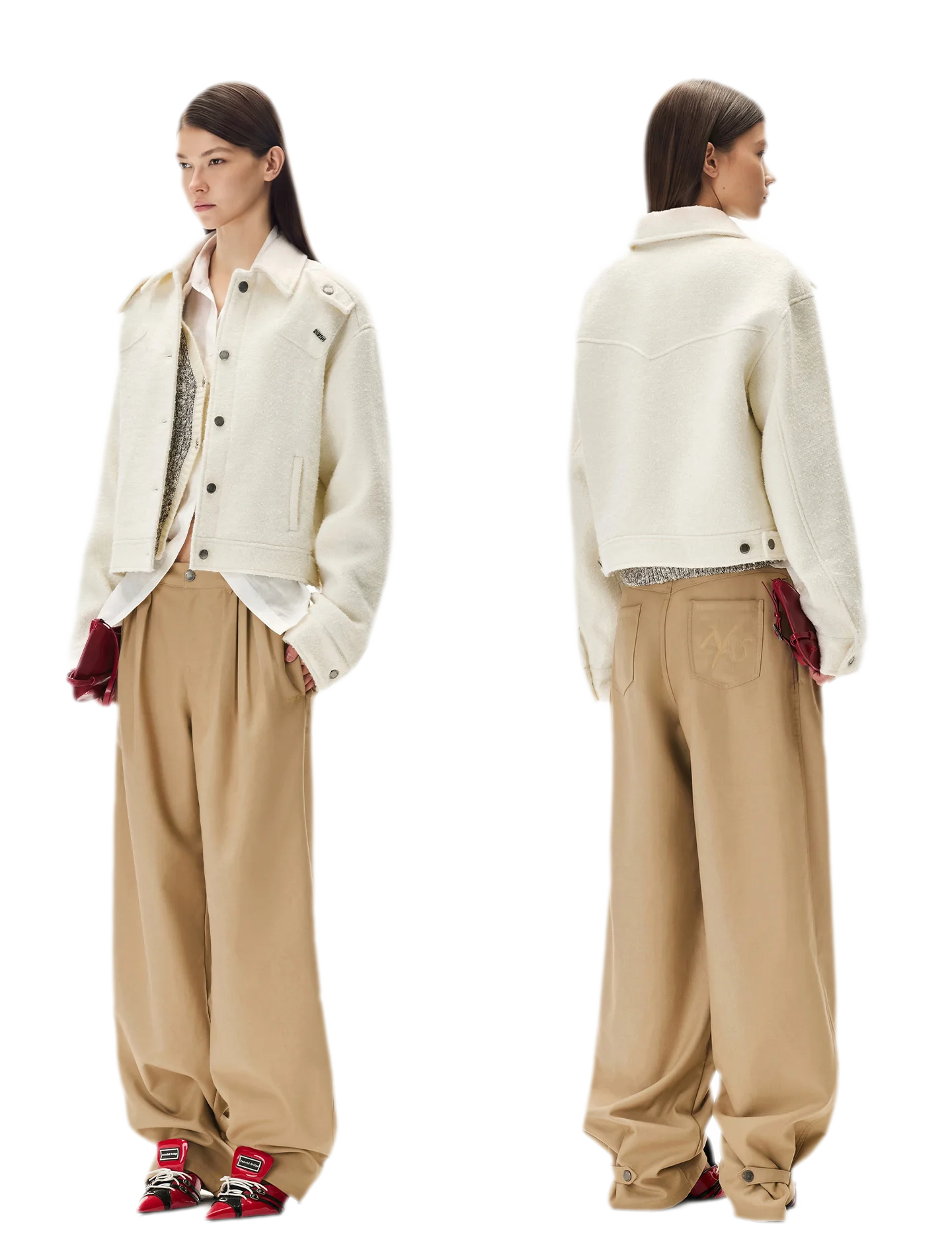 Matte Pleated Wide-Leg Trousers
