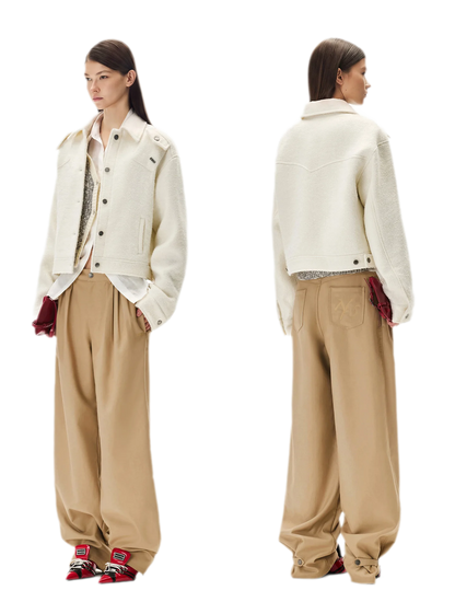 Matte Pleated Wide-Leg Trousers