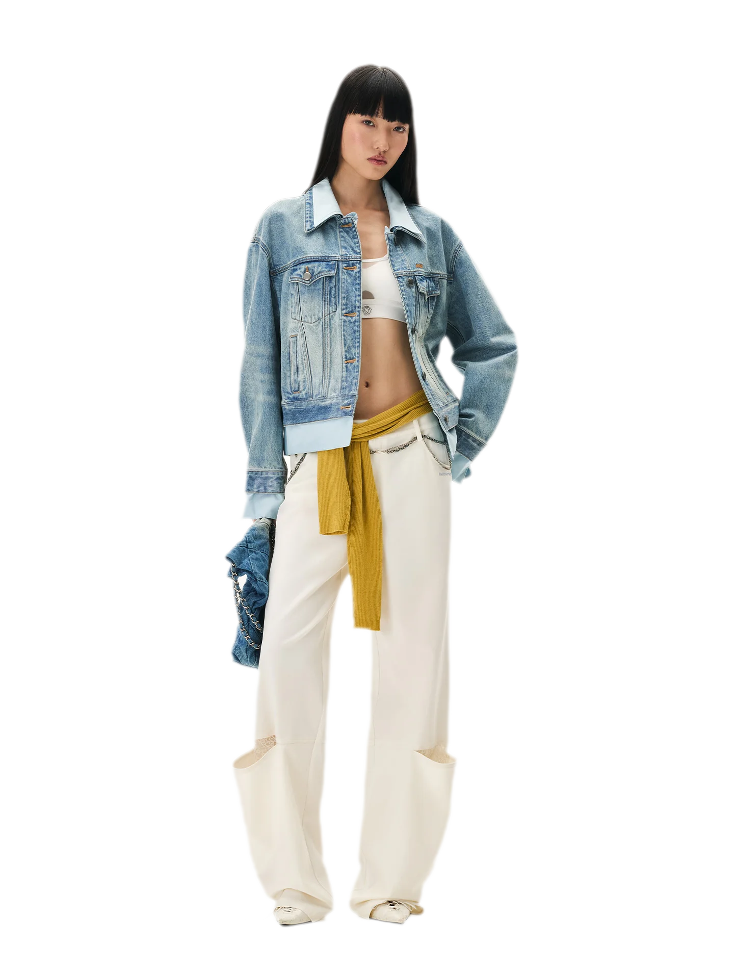 Wool Lace Low-Rise Trousers