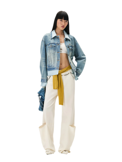Wool Lace Low-Rise Trousers