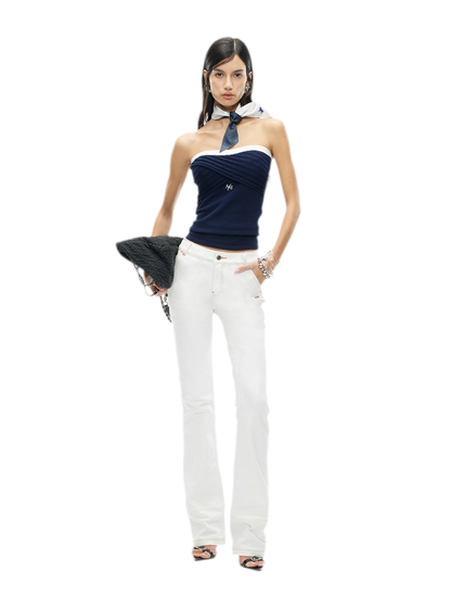 White Denim Jeans - Slim Fit Straight Leg