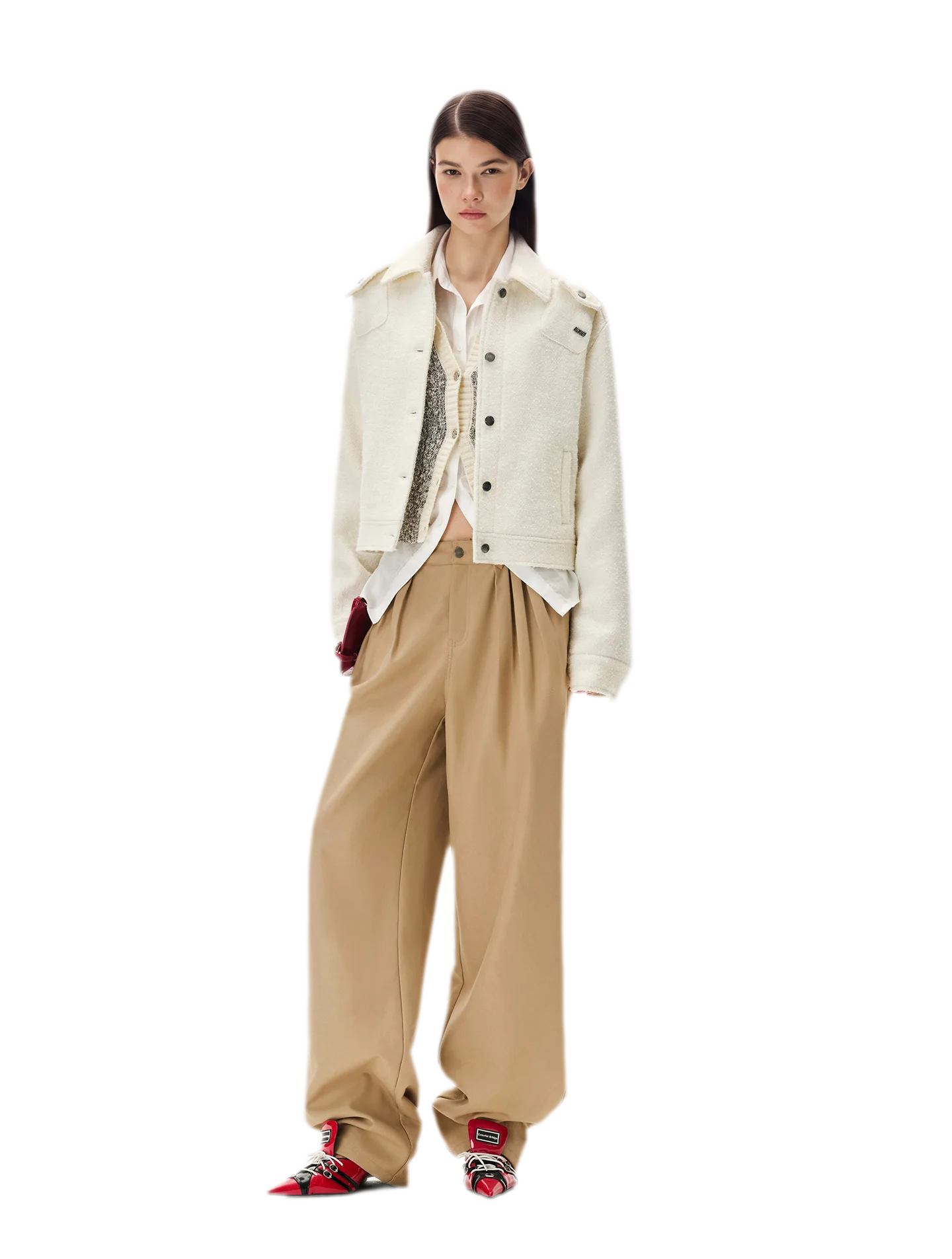 Matte Pleated Wide-Leg Trousers