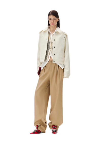 Matte Pleated Wide-Leg Trousers