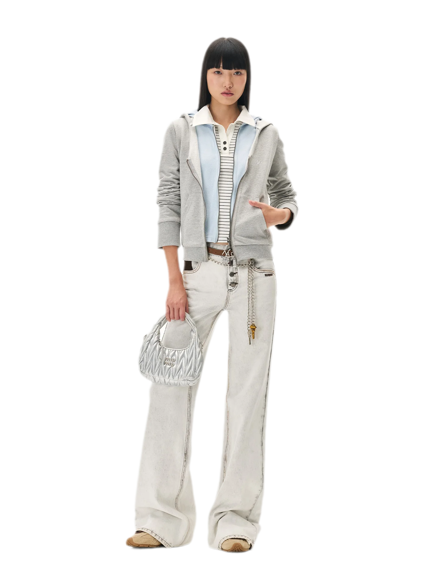 Paneled Faux-Two-Piece Hooded Sweatshirt