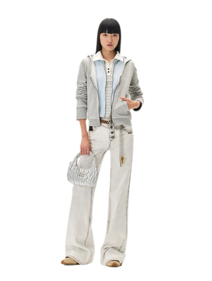 Paneled Faux-Two-Piece Hooded Sweatshirt