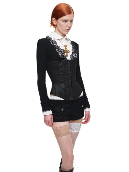 Bouclé Cropped Jacket Shorts Set