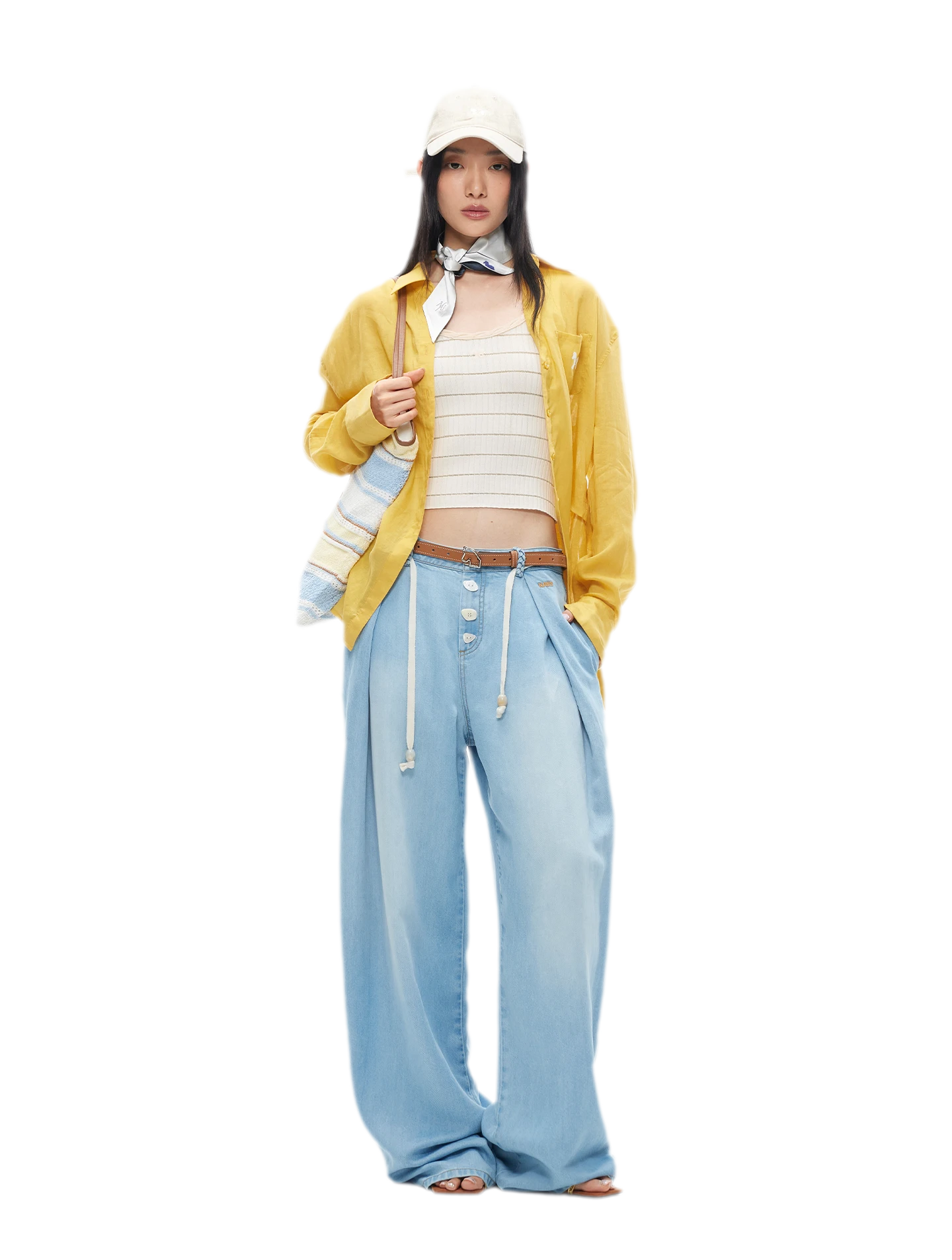 Tencel Denim Loose Wide-Leg Pants
