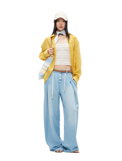 Tencel Denim Loose Wide-Leg Pants