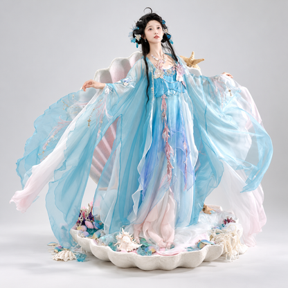 Doria Mermaid Song Embroidered Large-Sleeve