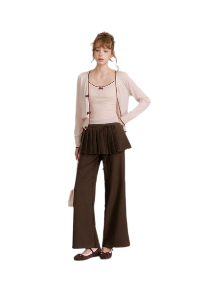 Wool Bow Trim Knit Set