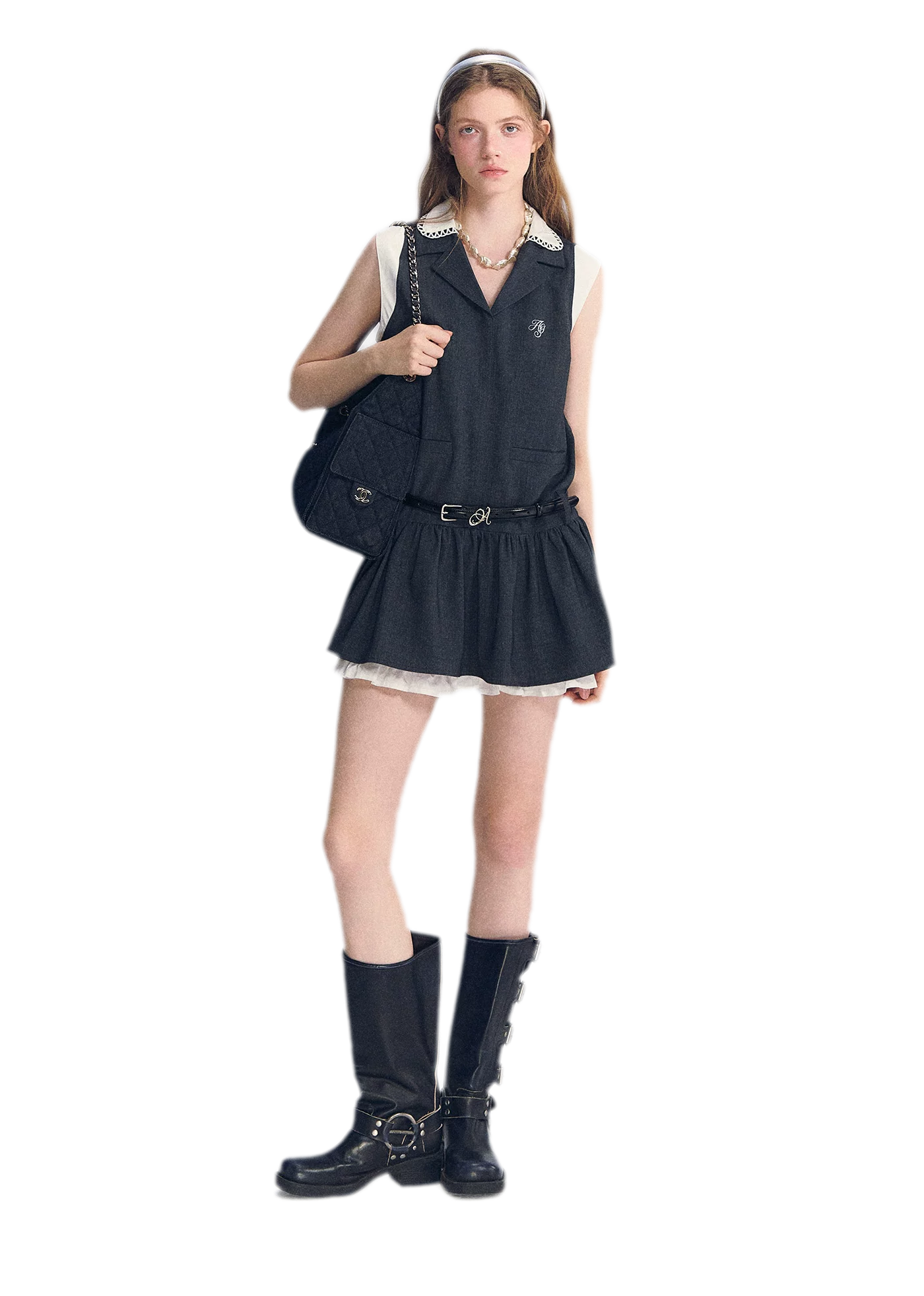 Contrast Collar Cami Dress