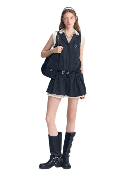 Contrast Collar Cami Dress
