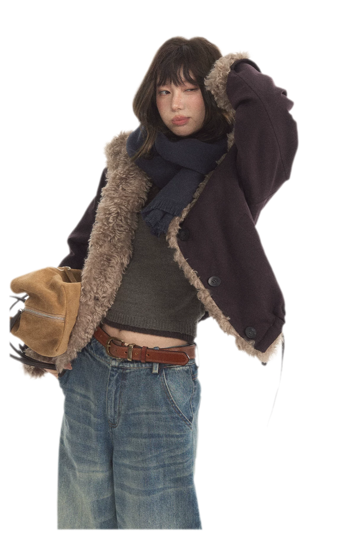 Plush Contrast Cropped Jacket
