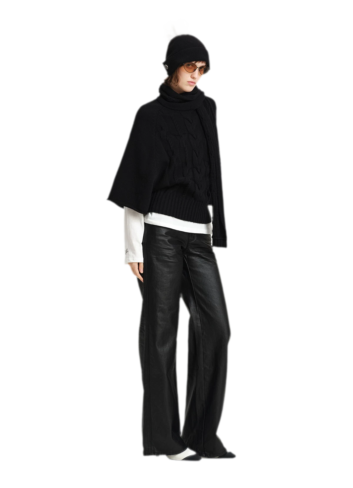 Kabelstrick-Cape-Pullover