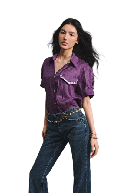 Linen Relaxed Cuff Shirt