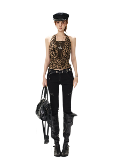 Leopard Sheer Halter Top