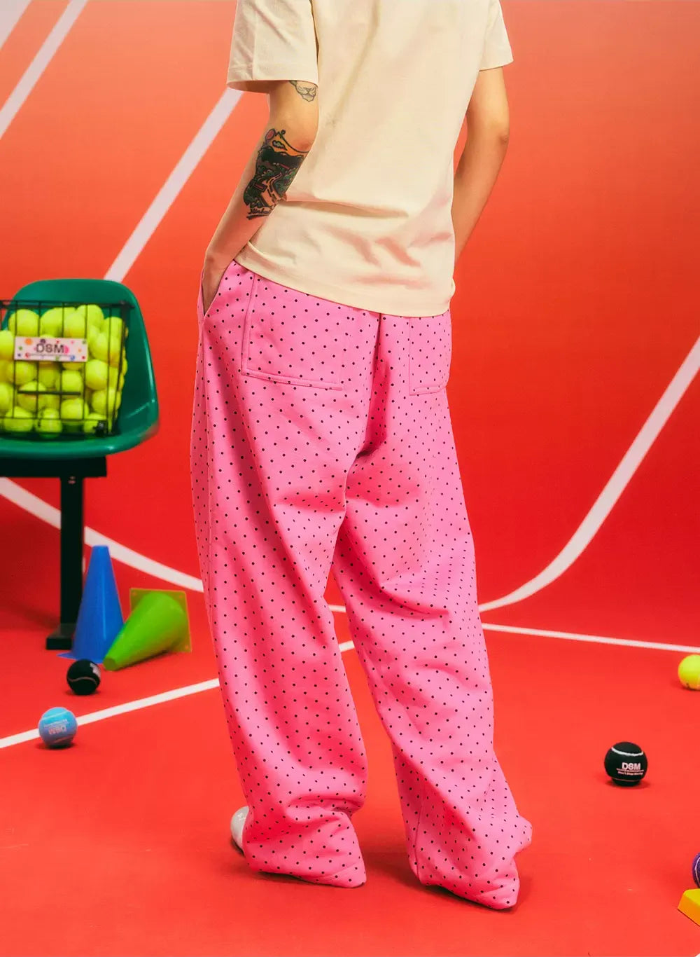Polka Dot Relaxed Straight-Leg Pants